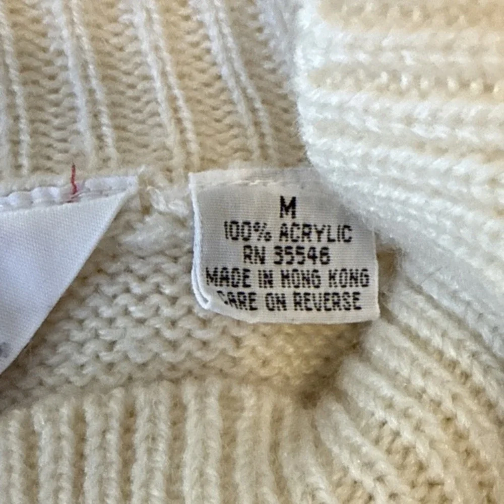 Vintage Honors Sweater Needle Point Ivory Floral Size M Granny Artsy Cottagecore